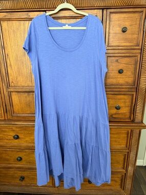 Terra & Sky Casual Scoop Neck Tiered Midi Maxi Dress - Periwinkle 1X